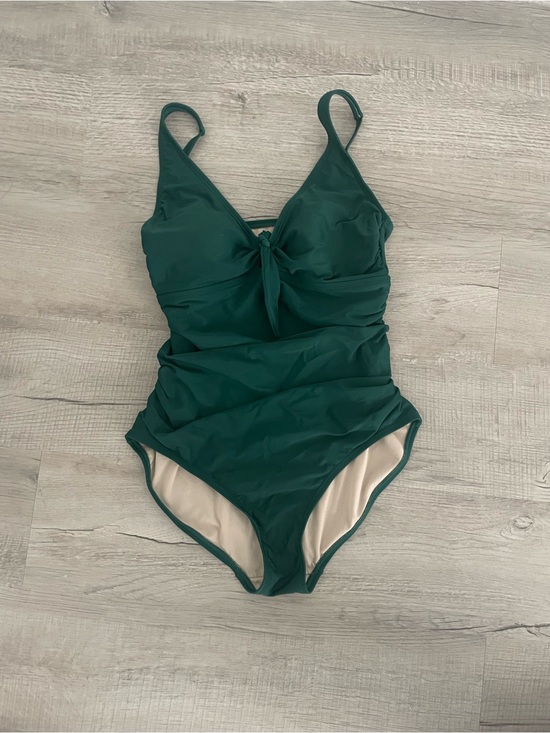 Kona Sol Other - Kona Sol Dark Green Tie-Front One-Piece Swimsuit